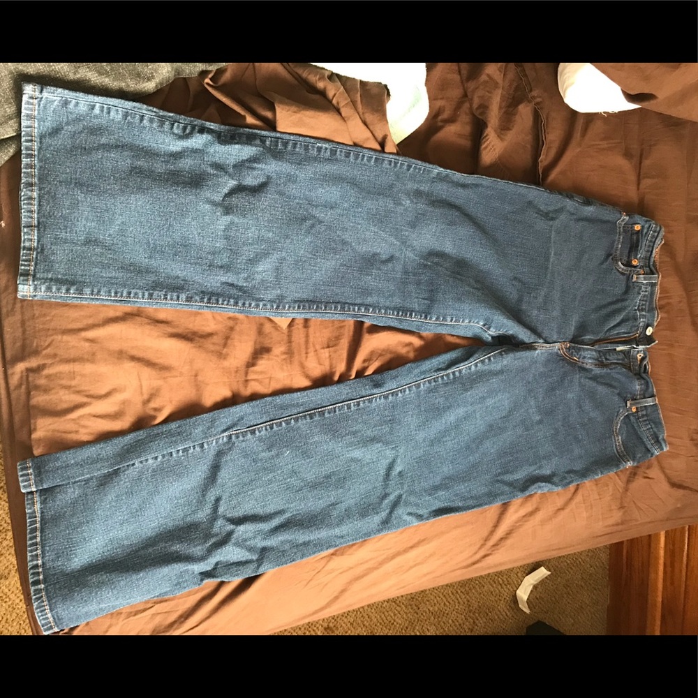 Levi’s 505 low rise straight leg blue denim jeans